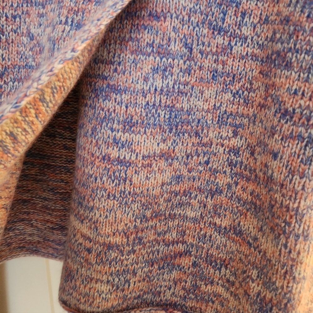 French Connection Double Breasted Mock Neck Sweater Blue Pink Spring Wool Angora - Picture 8 of 11
